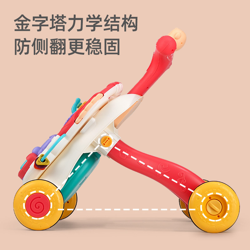 Baby Walker prevención O-leg multifuncional Carro de bebé anti-vuelco juguete de ayuda para caminar tres en uno 2