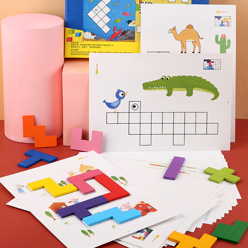 Nuevo desarrollo de inteligencia de educación temprana para niños juguete de pensamiento cerebral Tetris rompecabezas juguete de madera image 4