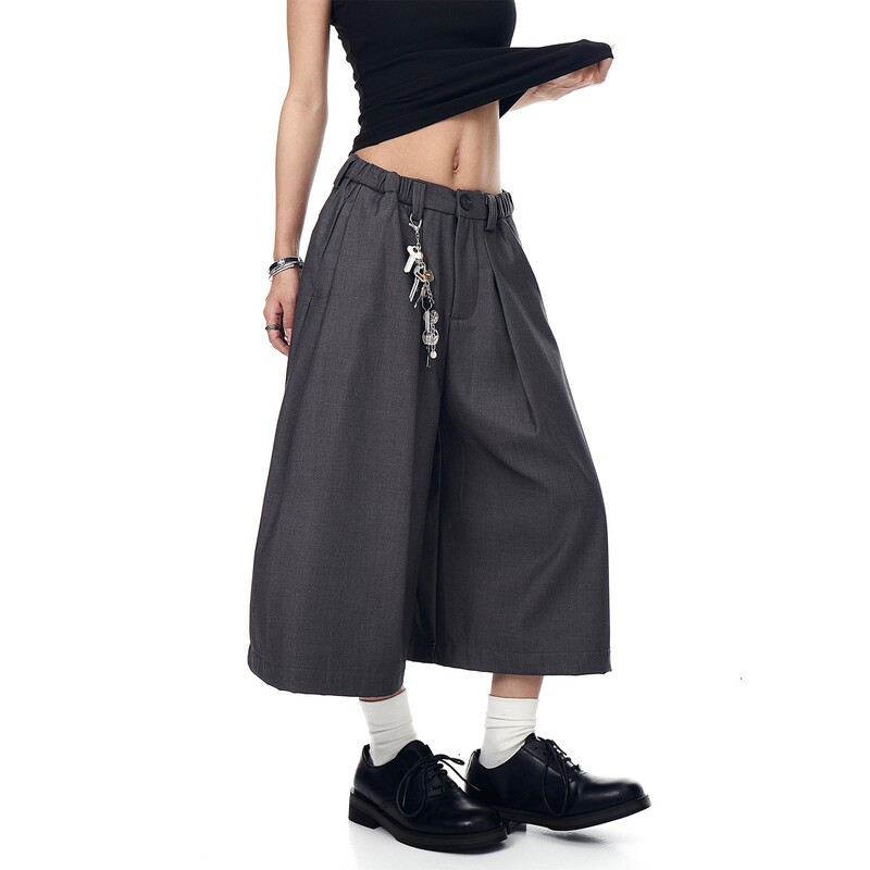American-Style Cleanfit Pleated Wide-Leg Cropped Trousers for Men and Women, New High-End, Handsome, Loose Casual Pants, Trendy