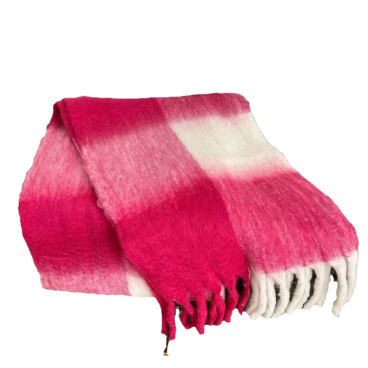 Bufanda Chal Grande de Mohair para Mujer de Poliéster Térmica a Cuadros para Invierno image 5