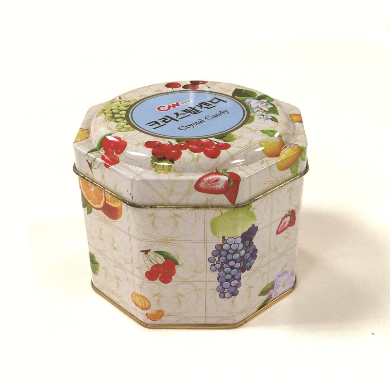 网红零食水果味水晶糖果包装铁盒 休闲零食糖果包装铁盒