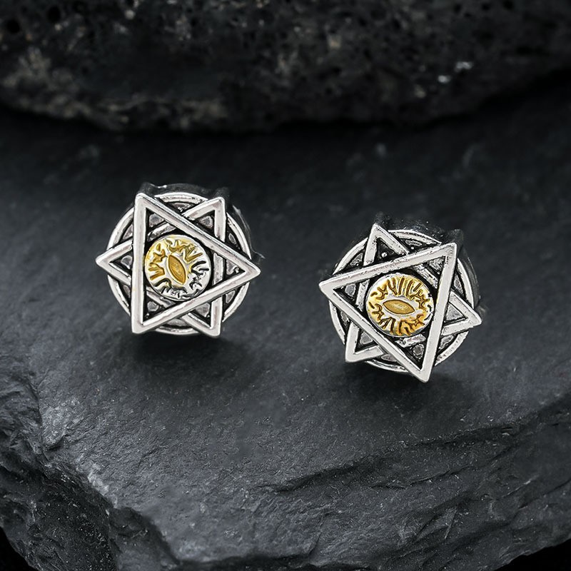 God's Eye Men's Trendy Personality Cool Style Hexagram Magnetic Ear Clip Fashion Hot-Selling Versatile Best-Selling_voghion.com
