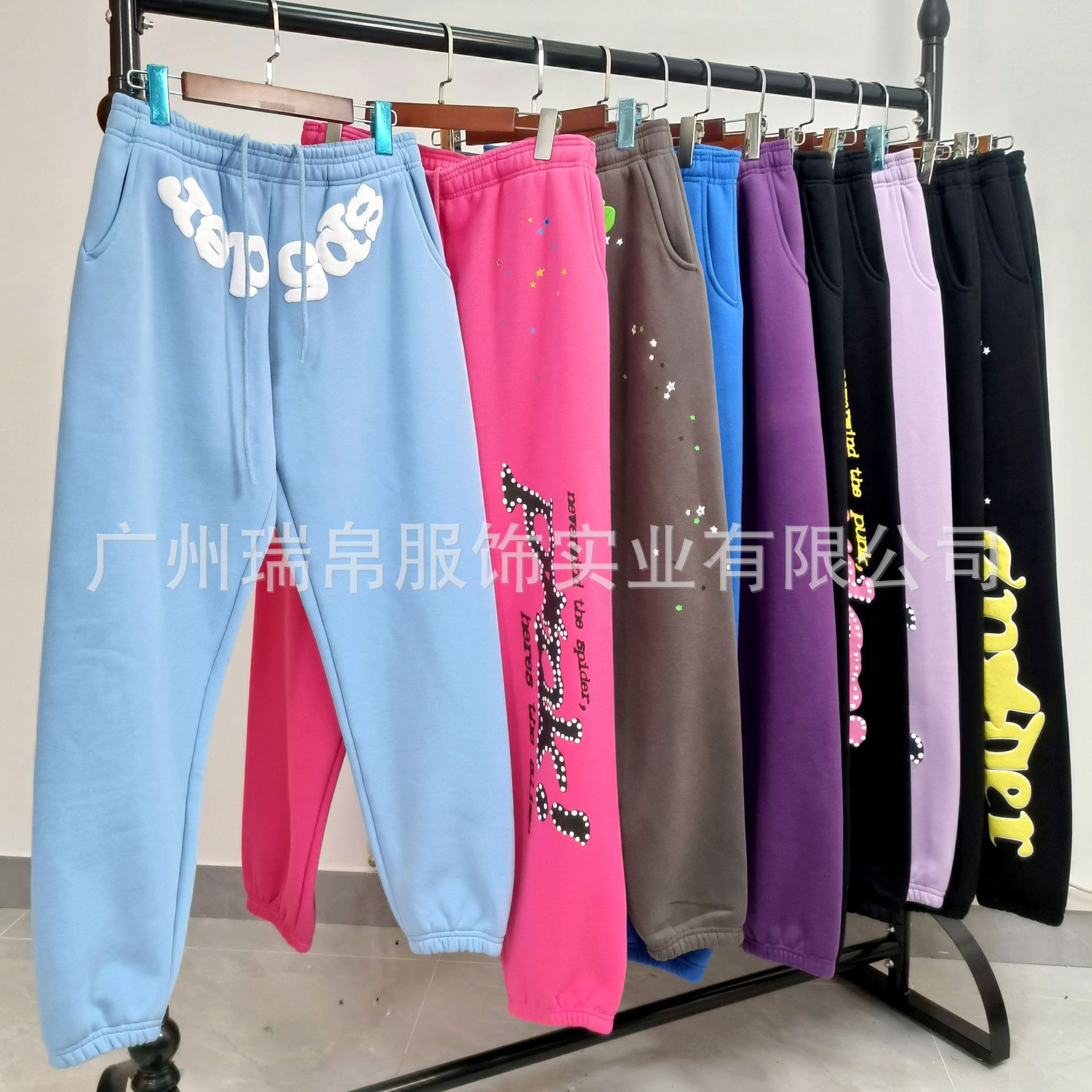 High-quality export-oriented trendy brand Sp5der 555555 spider web print casual pants for men and women