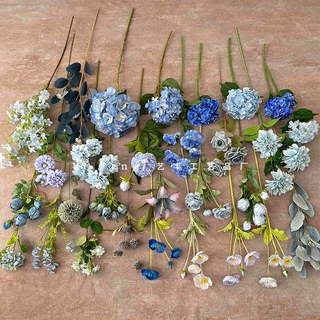 蓝色系仿真花材假花仿真花婚礼布置绢花花艺摆件客厅花束地排花