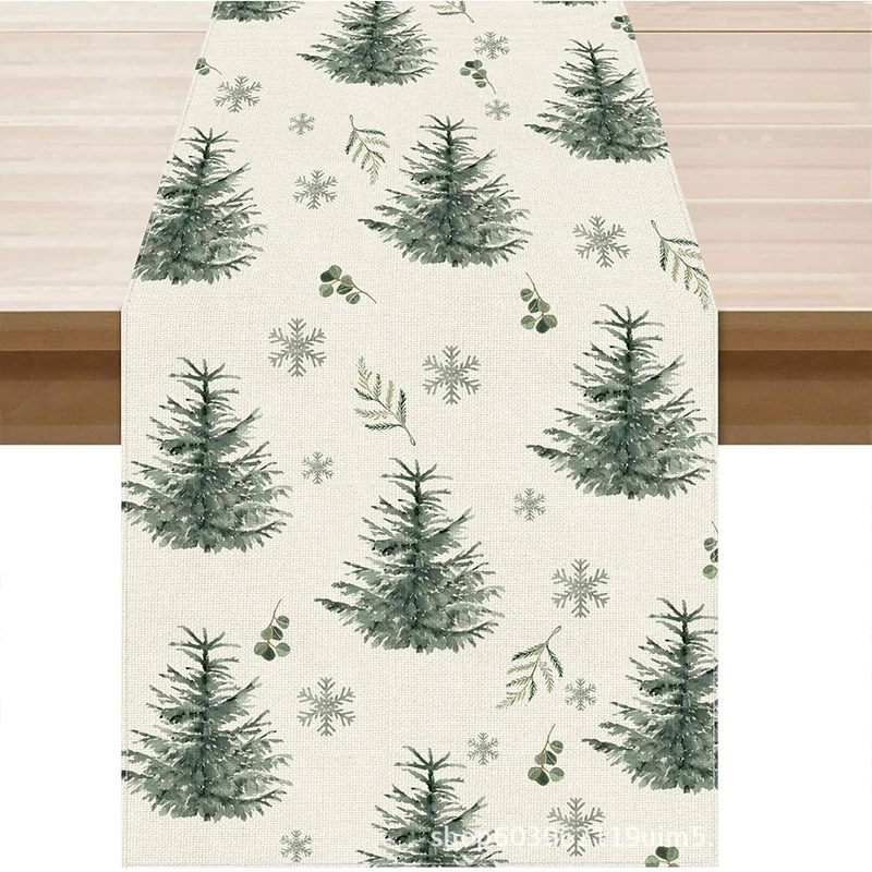 アマゾン国境を越えた新しいクリスマステーブルフラグ工場直販冬雪だるまサンタクロースプリントテーブルマット|undefined