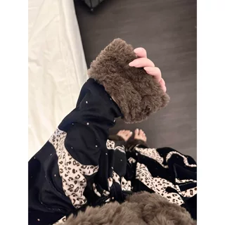 轻奢豹纹法兰绒保暖睡衣女士秋冬2026加厚高级感家居服套装可外穿