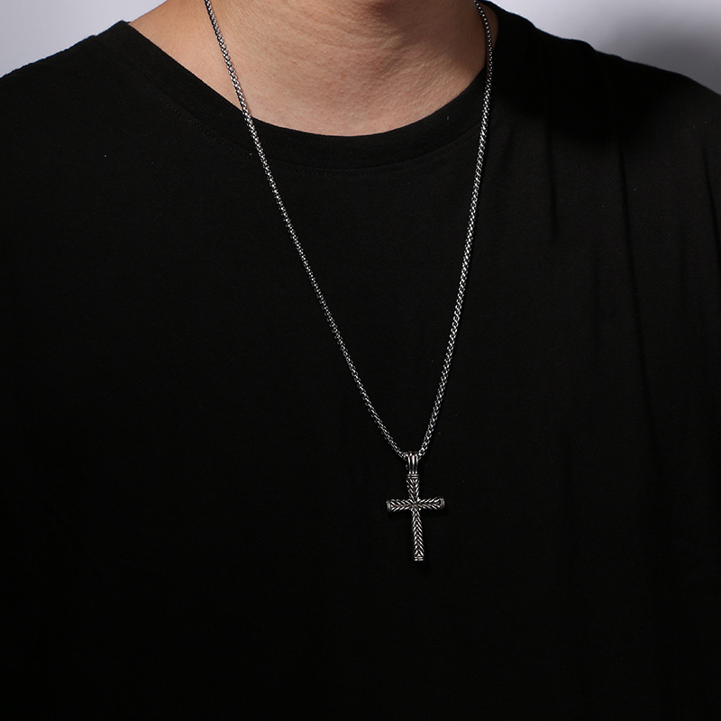 25g Weight Pendant Necklace Classification 1 Piece Quantity Punk Cross Stainless Steel Alloy Plating Men's Pendant Necklace