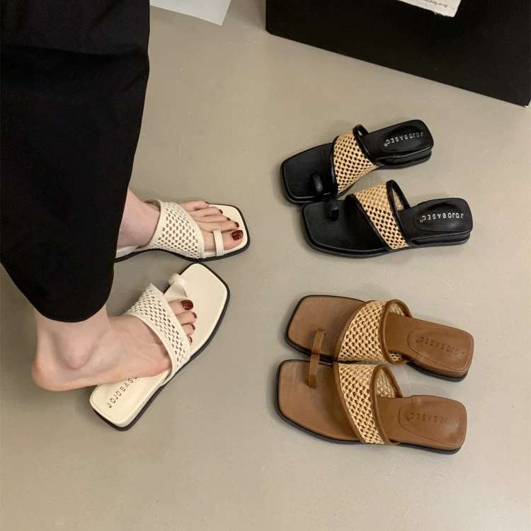 Летние ретро-тканые шлепанцы, стиль Chanel, подходят к юбке