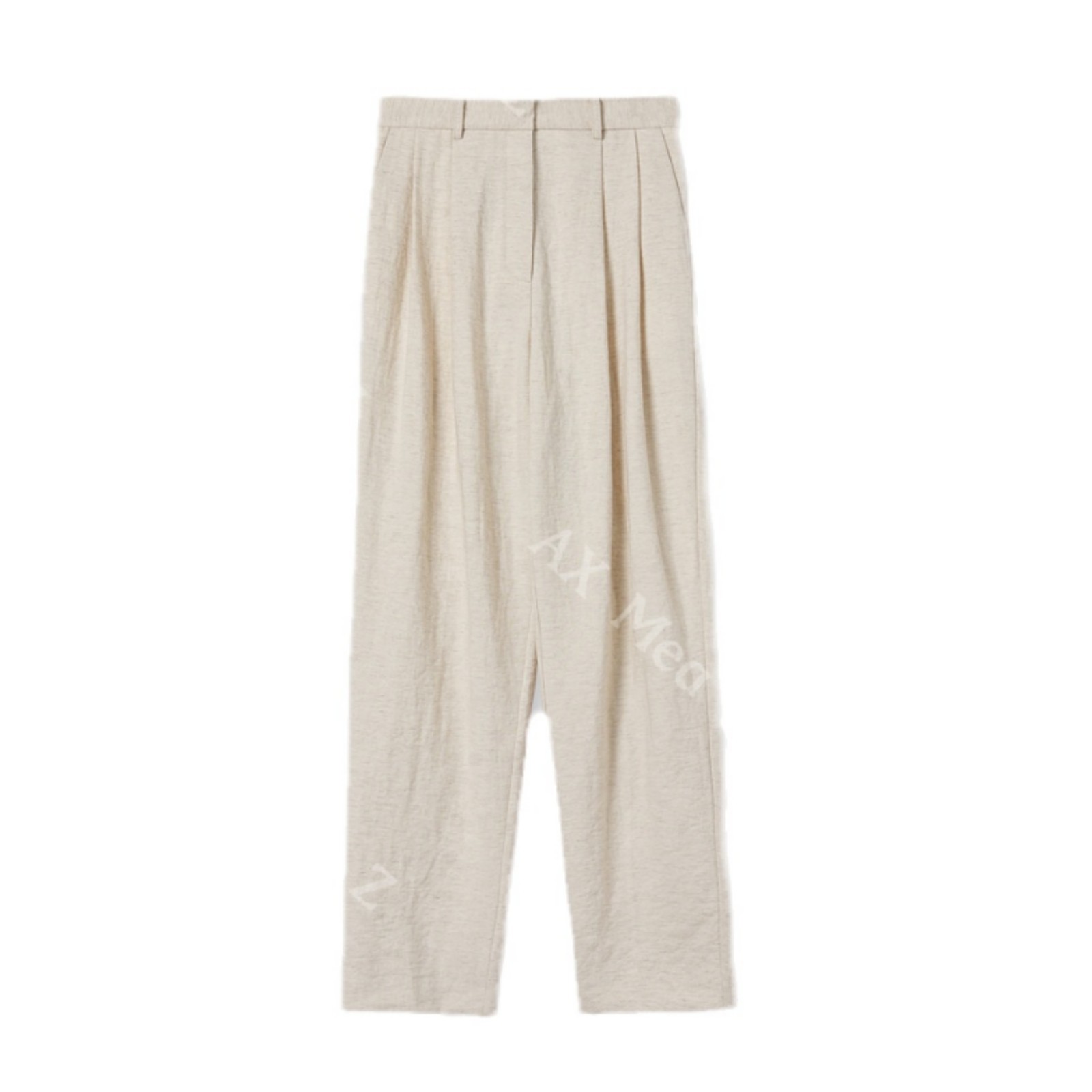 AXMEAZ-액체 암모니아 암호화 된 린넨 혼합 고기 커버 더블 플리트 스트레이트 캐주얼 바지 AX2070S (특수 가격은 환불되지 않음