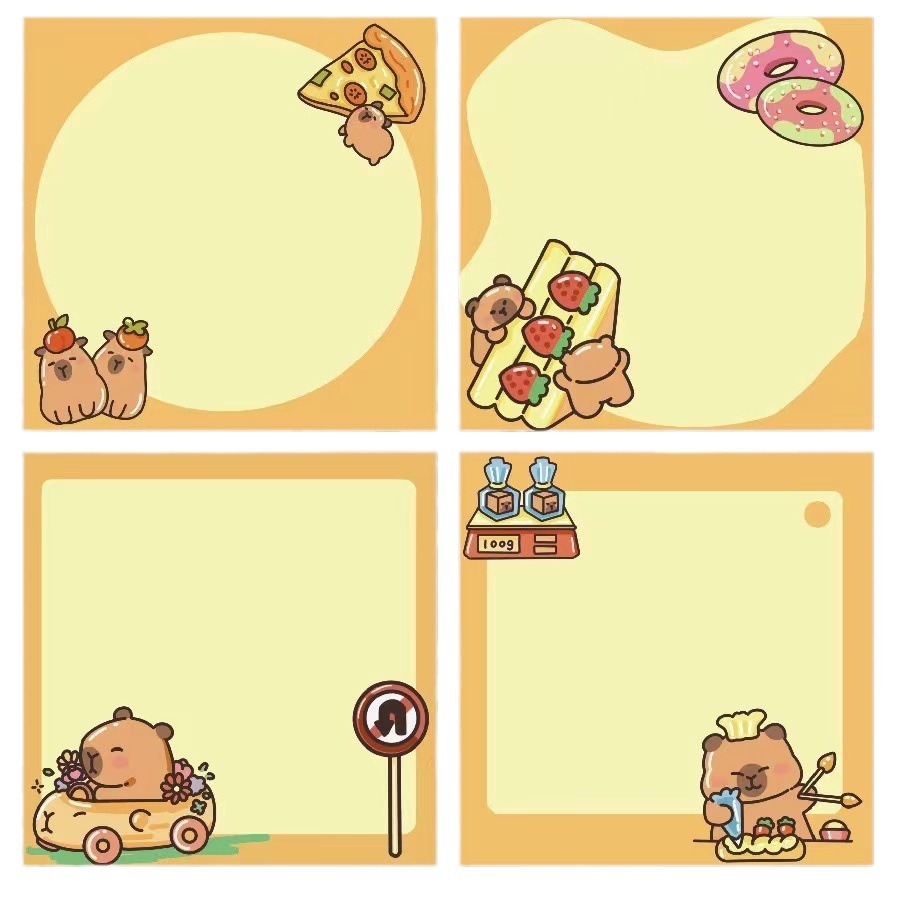 El cuaderno de notas de Kapibala se puede rasgar y no pegajoso, notas adhesivas para estudiantes, notas de dibujos animados, papel de notas lindo y de alto valor