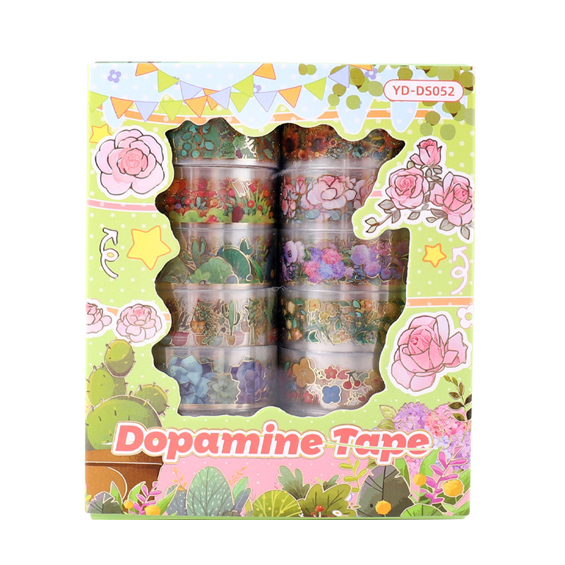59g Weight Washi Tape Stationery Type 5 PCS/Package Quantity School Occasion PET Material Butterfly, Daisy Pattern Cute Style 5 PCS/Package Butterfly Daisy School PET Cute Washi Tape 12