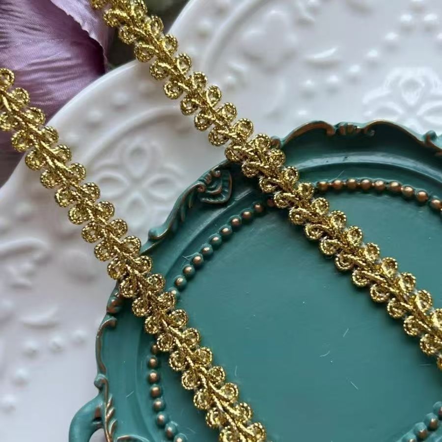 1cm de ancho oro y plata ciento de ciento de seda encaje iluminación cinta de baile accesorios cortinas accesorios textiles artesanos