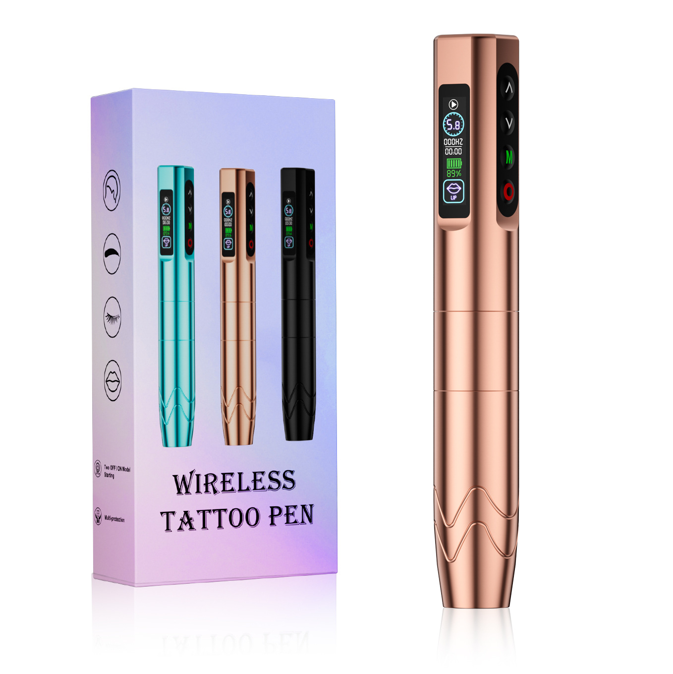 Máquina de Tatuaje Inalámbrica Multimodo de Doble Batería para Cejas, Labios y Delineador de Ojos, Juego Completo de Herramientas para Tatuajes Pequeños Todo en Uno