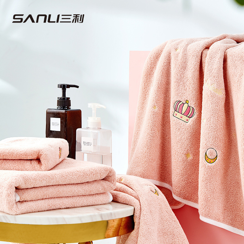 [New] Sanli towel cotton towel strand yarn embroidered face towel adult embroidered towel adult enlarged face towel
