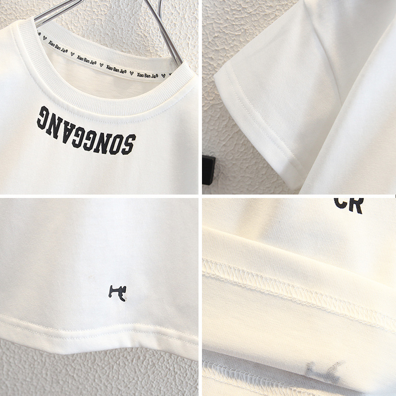 8029 Camiseta de manga corta de verano para niños 2025 Nuevo estilo Camiseta de media manga de verano para niños Camiseta hermosa blanca para niños