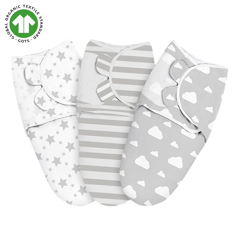 跨境专卖 3件装襁褓巾 棉四季用 新生儿初生宝宝防踢被 婴儿睡袋