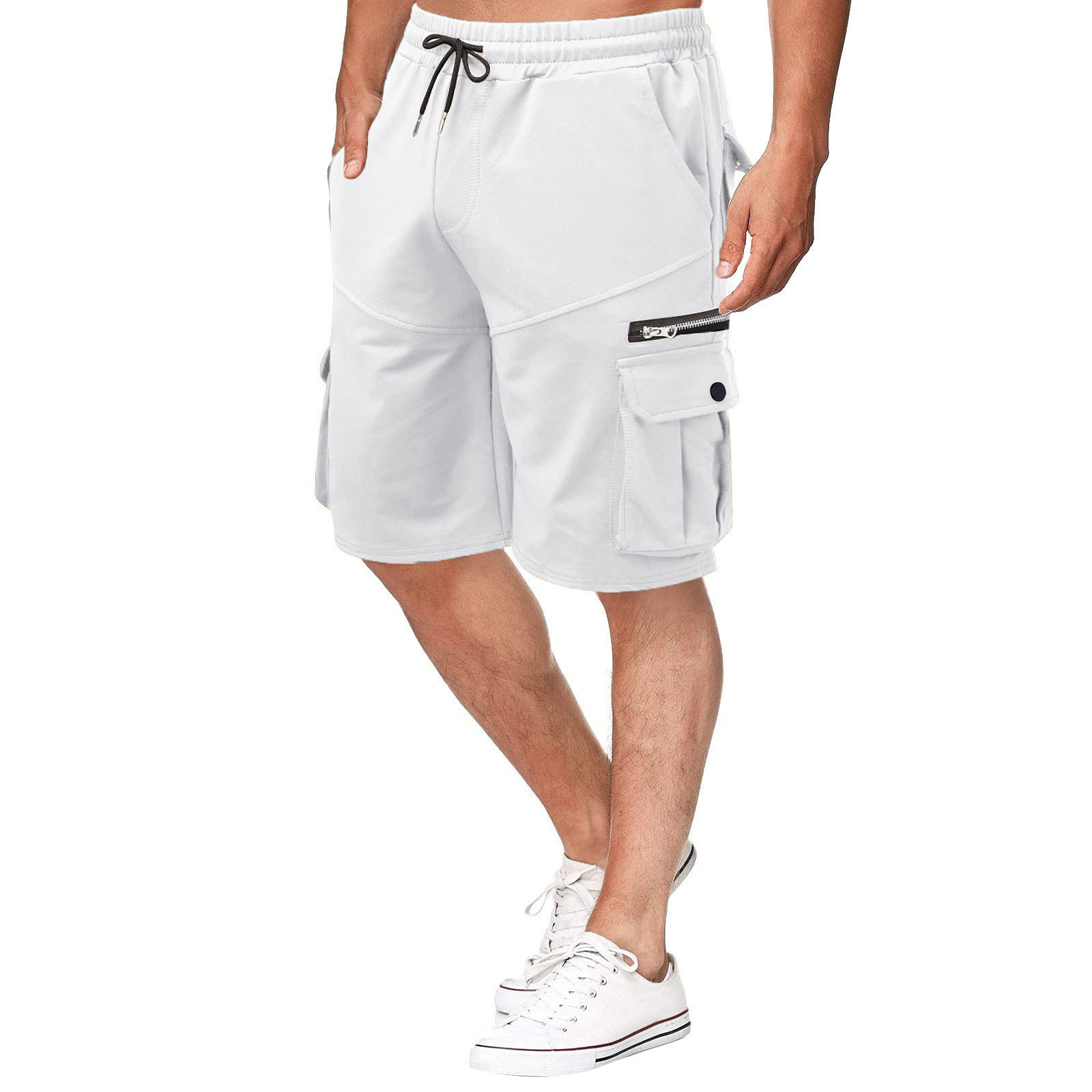 Herr sommar arbetsshorts i bomull, lös passform casual_voghion.com