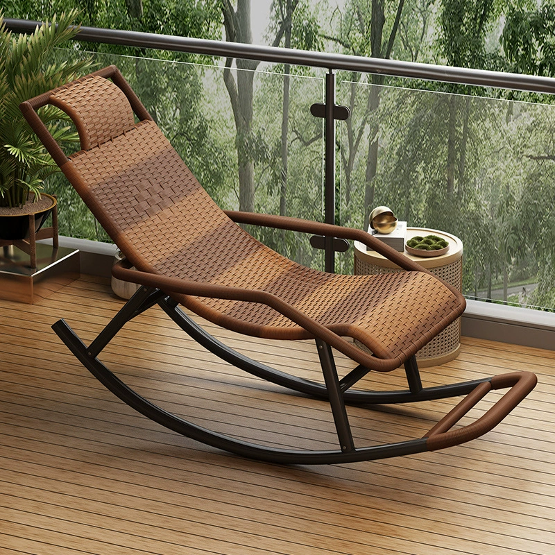 Кресло-качалка из ротанга, обеденный перерыв, кресло для сна, летнее кресло для отдыха, домашний балкон в гостиной, простое кресло-качалка, доступное для всех сезонов.