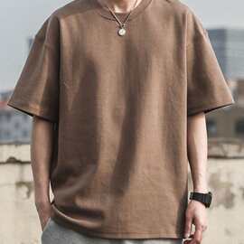 重磅夏季纯色男士短袖T恤宽松上衣服潮牌半袖体恤港风打底衫