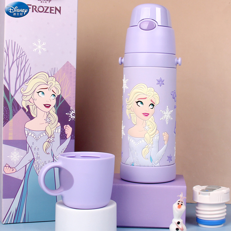 Детская термокружка-поильник с изображением Эльзы из Frozen, из нержавеющей стали 304, с ремешком на плечо, бутылка для воды