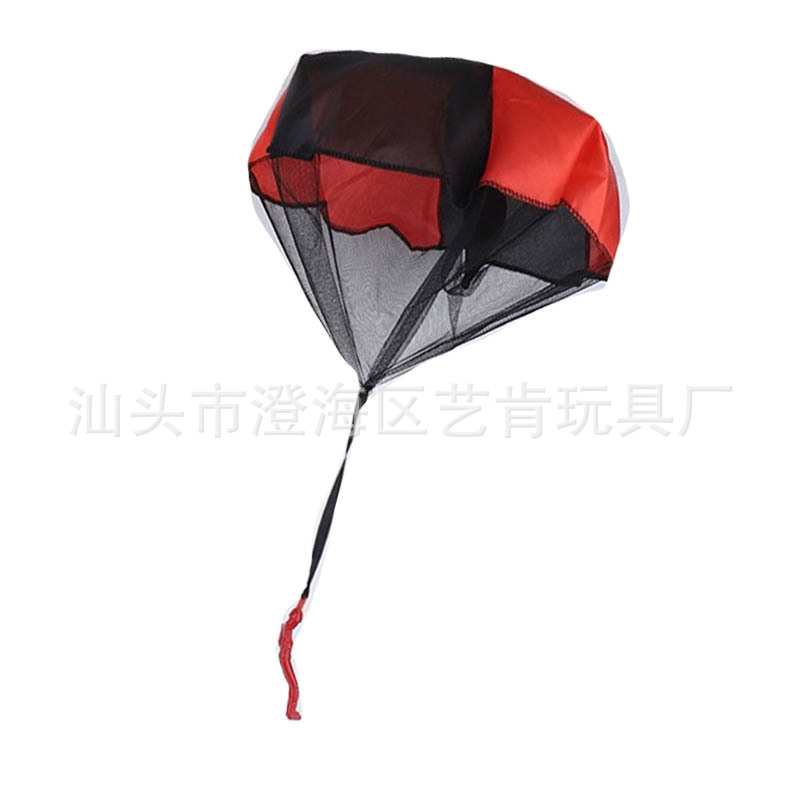 큰 빨간 손으로 던진 낙하산 남자 장난감