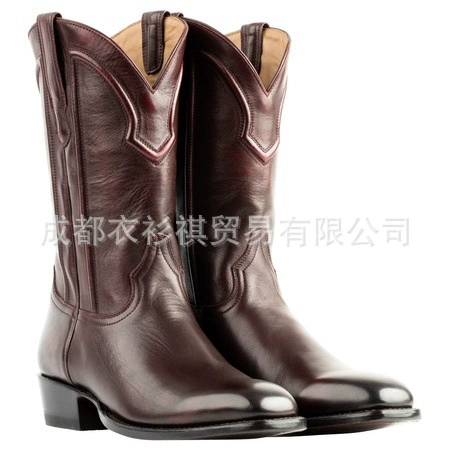 Трансграничная фабрика Внешняя торговля Новые западные мужские Ботинки Martin со средней бочкой в стиле ретро с вышивкой, большие размеры 38-48