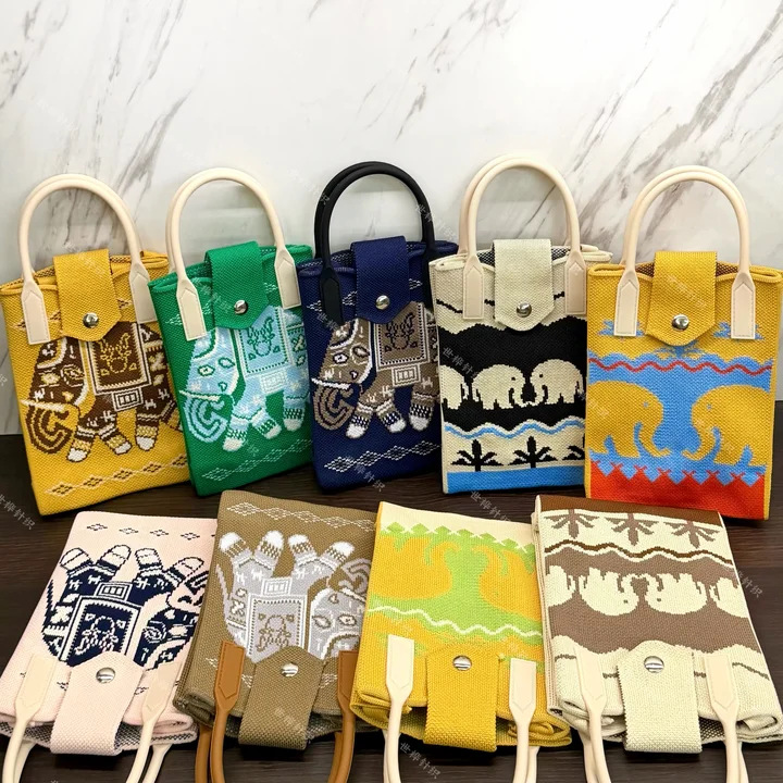 Xishuangbanna Elephant Mobile Phone Bag Crossbody Bag Cross-Border Southeast Asia Thai Ethnic Style Knitted Bag Xizang Cultural Creative Bag