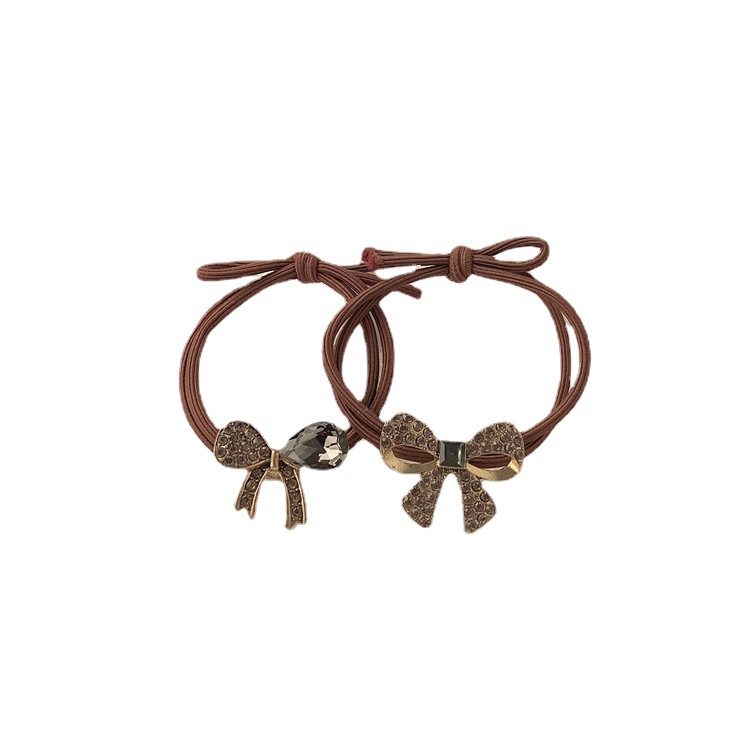 Retro aleación de diamante arco toque de cabello cuerdas de goma anillo de cabello de alta elasticidad y duradera toque de cabello