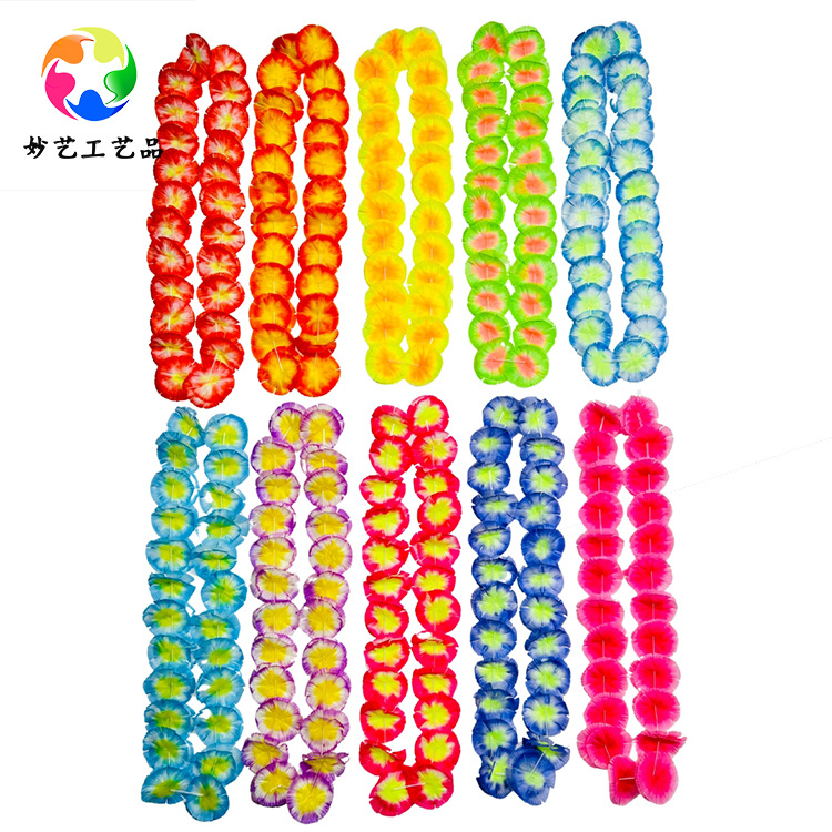 Hawaiian poliéster 50 guirlandas conjunto de guirlandas de cuello guirlandas de fiesta de cumpleaños