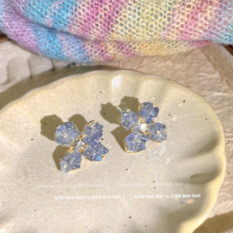 Серьги S925 серебро, игла, легкая роскошь цветочный дизайн, модный корейский стиль, множество цветов