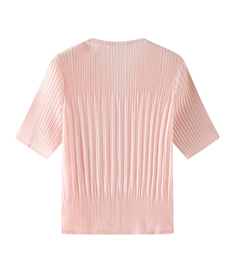 Áo khoác cardigan nữ cổ V tay ngắn xếp ly dáng rộng chống nhăn đi làm — màu be chi tiết 18