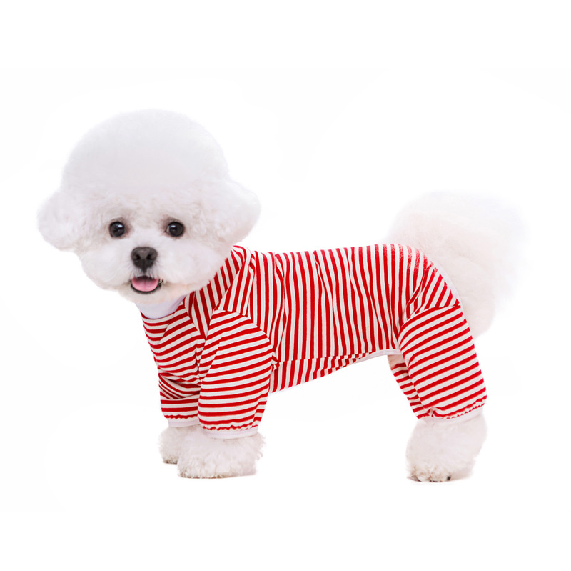 中小型犬春夏ストライプ四足純綿家庭テディ比熊かわいいペット犬服卸売りクロスボーダー|undefined