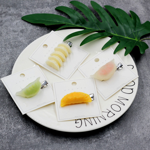 Fun and cute simulated food dumplings, wontons, egg dumplings, hair clips, card headbands, creative accessories, small gifts for students