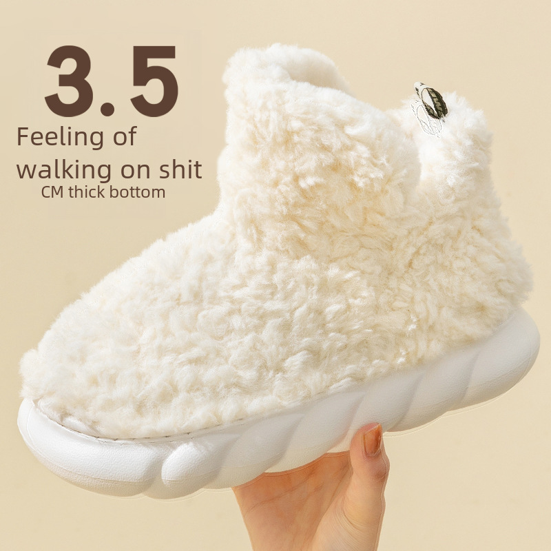 Stomp Feeling Schneestiefel mit dicker Sohle für den Winter, für Zuhause, warm, mit Fleece gefüttert, dicke, rutschfeste Baumwollschuhe für Damen_voghion.com