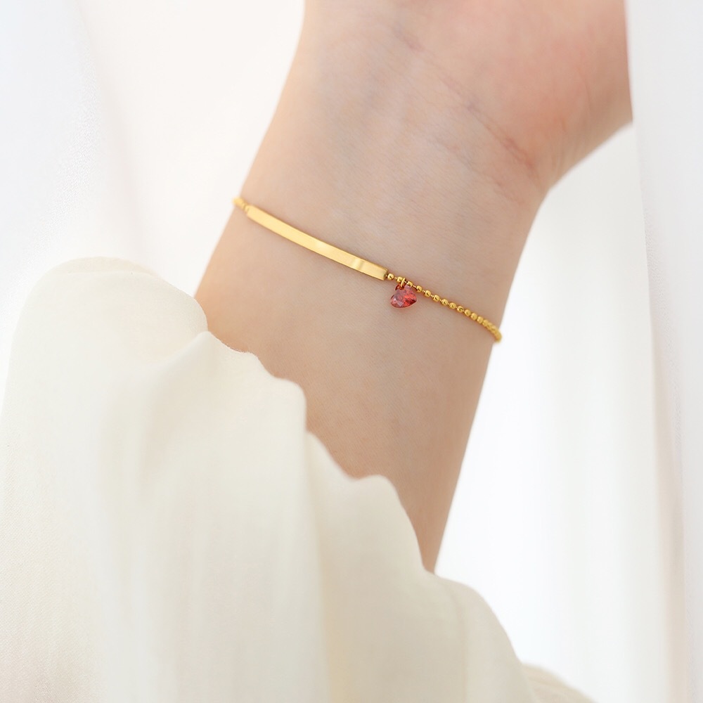 Daily Occasion 304 Stainless Steel Material Heart Shape Pattern Women'S Gender PVD Coated Real Gold Plated 18K Gold Heart Shape 304 Stainless Steel Fashion Waterproof Non Tarnish 304 Stainless Steel Bracelets