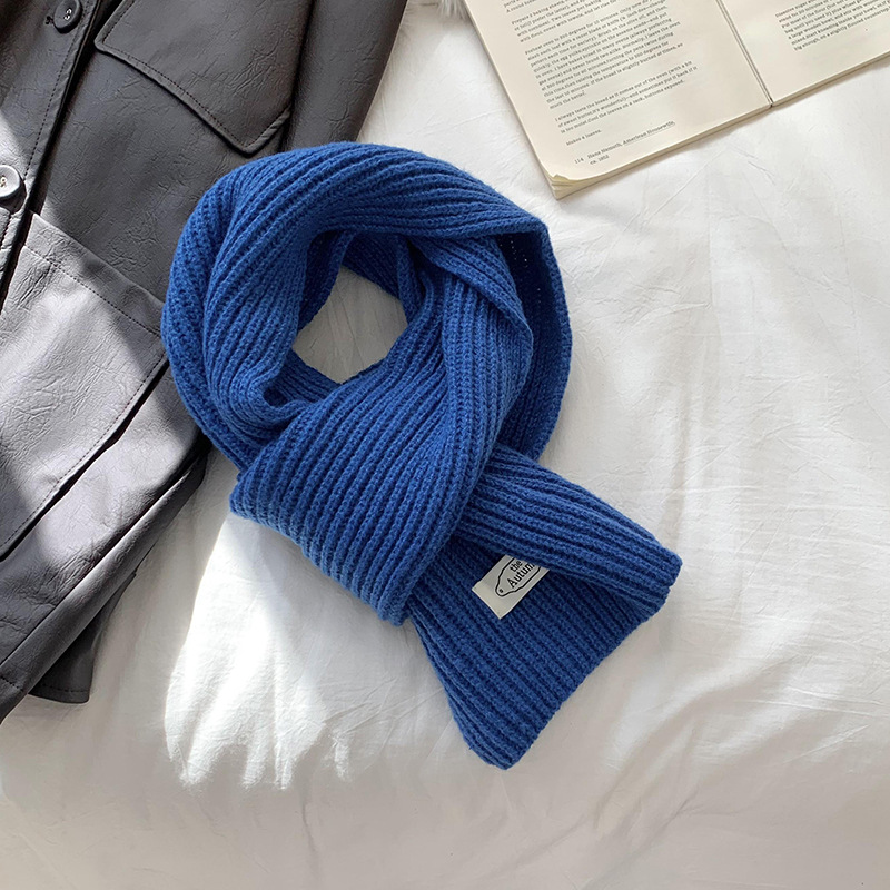 Bufandas de color sólido para mujeres 2025 invierno coreano interior de punto caliente antifrío etiquetado pareja escolares moda