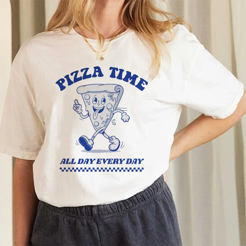 【Cross-border European Code】Pizza T Shirt Cute Print Women's Fashion…