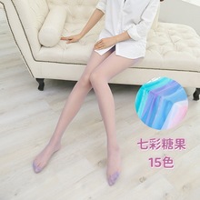 不加档彩色丝袜糖果色打底袜超薄连裤袜防勾丝春夏显瘦美腿直拼黑