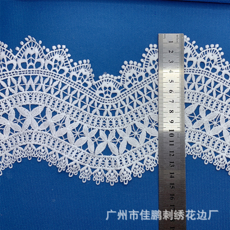 Nuevo 10cm encaje soluble en agua no elástico encaje hueco pestañas encaje blanco leche código de barras accesorios de ropa infantil