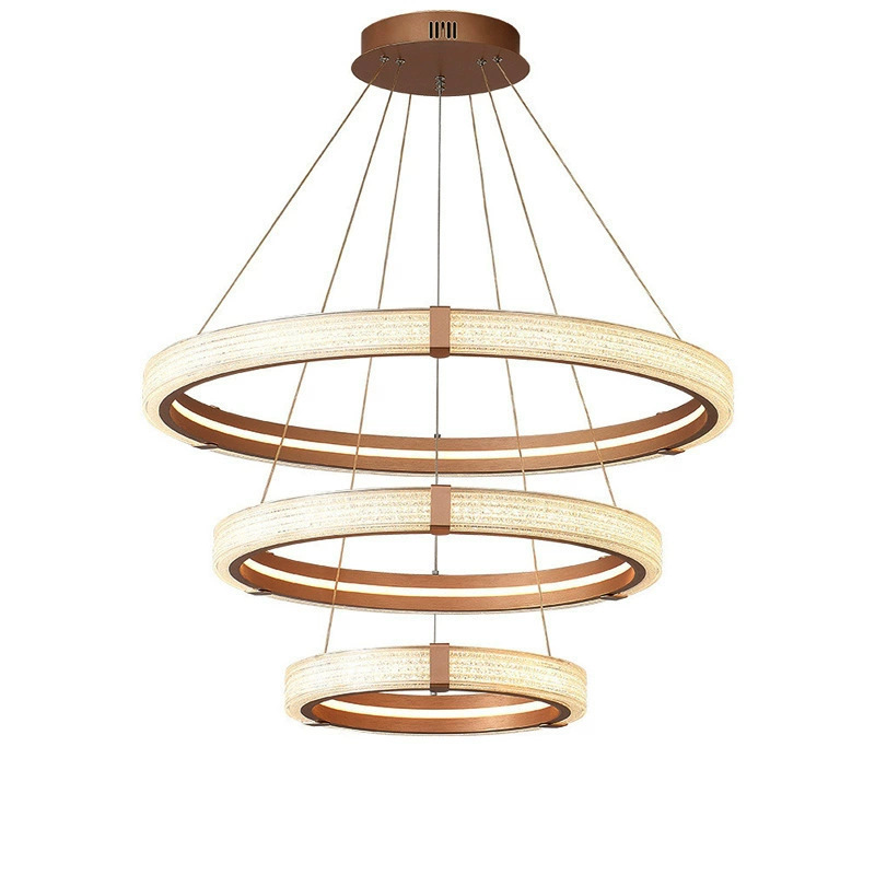 Círculo moderno de lámparas luminosas en la sala de estar, iluminación italiana, comedor, dormitorio simple, lujoso, atmósfera nórdica.