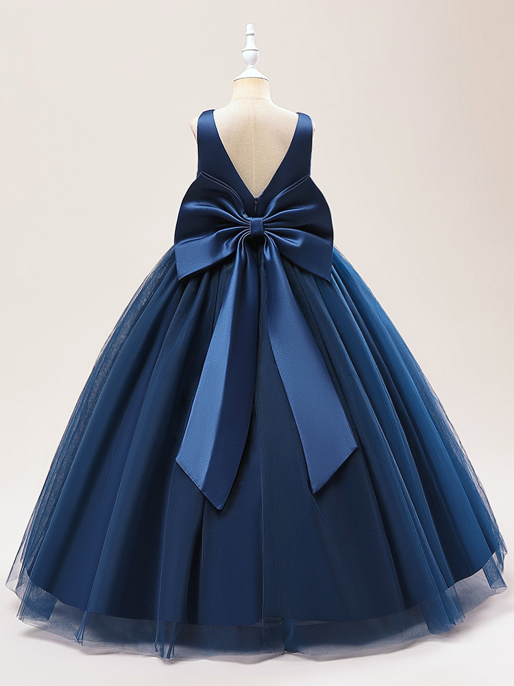 Vestidos de boda transfronterizos europeos y americanos para niñas, vestidos de malla sin mangas para cumpleaños y actuaciones, vestidos abullonados, venta al por mayor de una sola pieza.