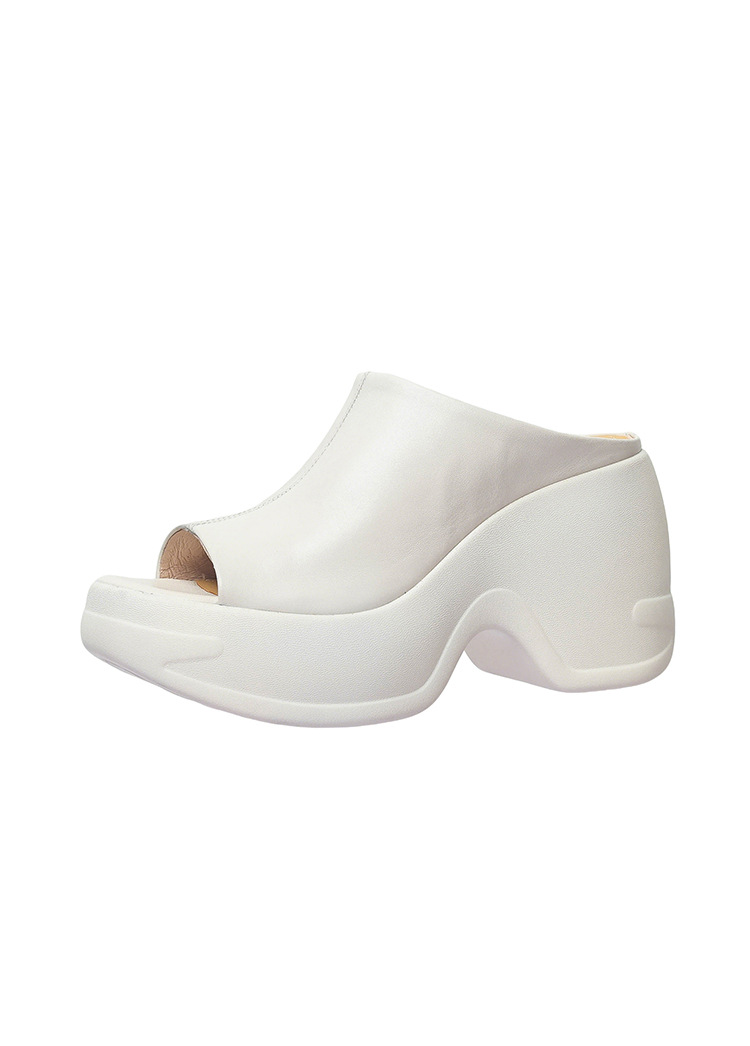 Dép sandal nữ quai chữ V da bò thật đế dày tăng chiều cao — màu đen, Trắng kem- chi tiết 22