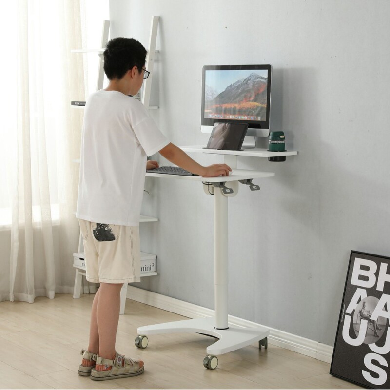 Height Adjustable Pneumatic Lift Study Desk Desktop Reversible Tilt Computer Mobile Desk