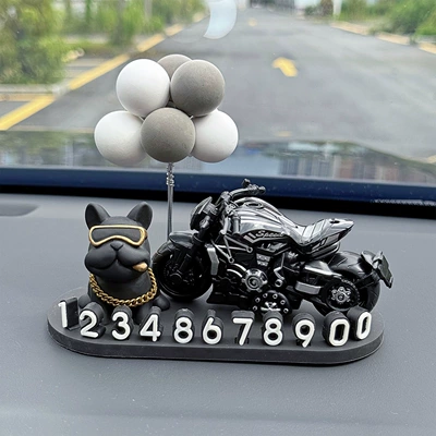 decoration accessory, Nömrəli dayanma kartı - black-french-bulldog-cruise-black-gray-and-white-ball-3d-o-style