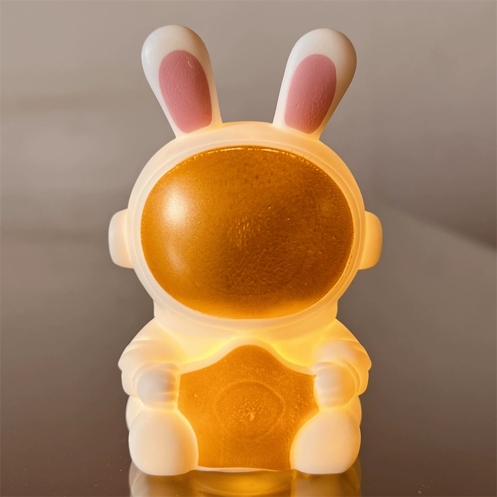 Astronaut night light, space rabbit design, portable warm LED lamp (gift box options)