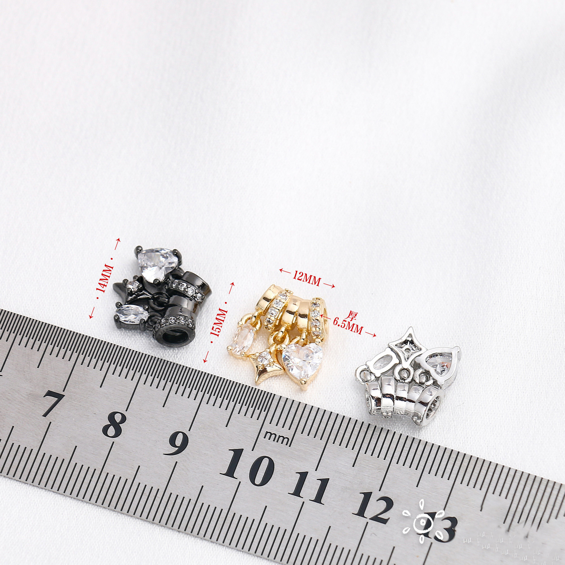 14K Gold-Plated Zircon Star Heart Spacer Beads Handmade DIY Crystal Bracelet Necklace Beaded DIY Jewelry Accessories