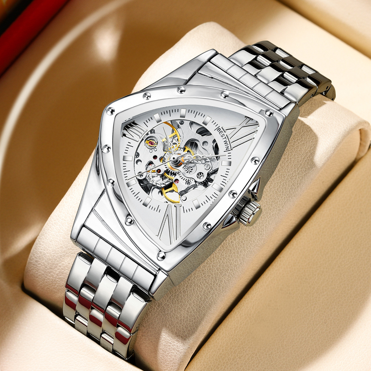 Triangular Cut Out Men's Watch Fully Automatic Mechanical Watch Bestwin Waterproof Watch Cross-Border Business
