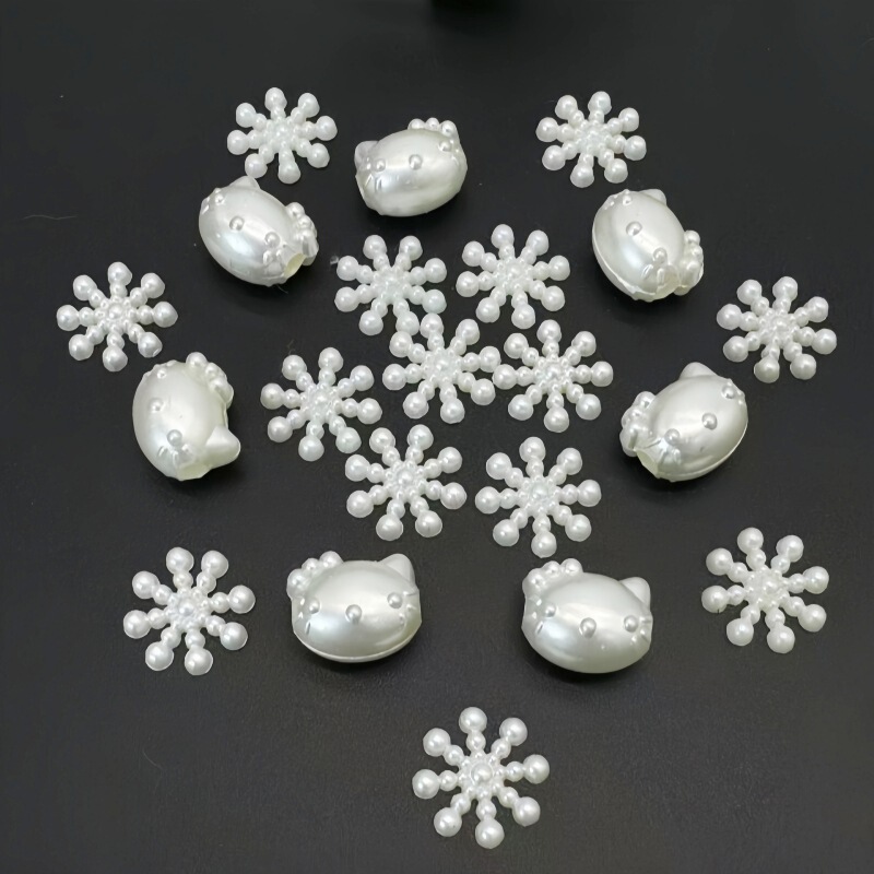 ABS Imitation Pearl Flat Half Snowflake Cute KT Cat DIY Hairpin Hair Accessories Bracelet Beaded Christmas Decoration Accessories