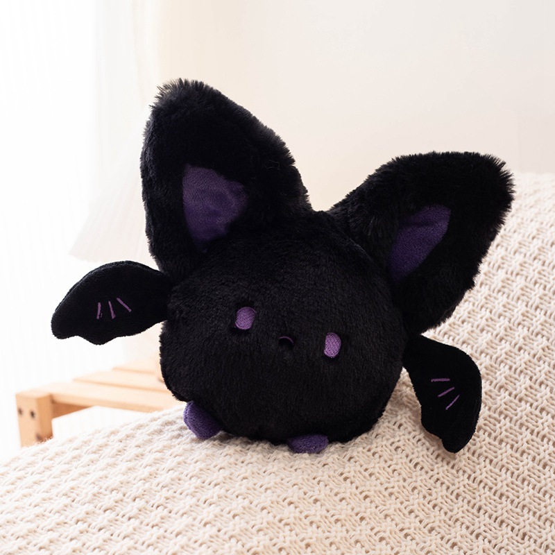 Regalo de Halloween lindo muñeco de murciélago redondo peluche muñeco de murciélago negro muñeco de trapo para niños