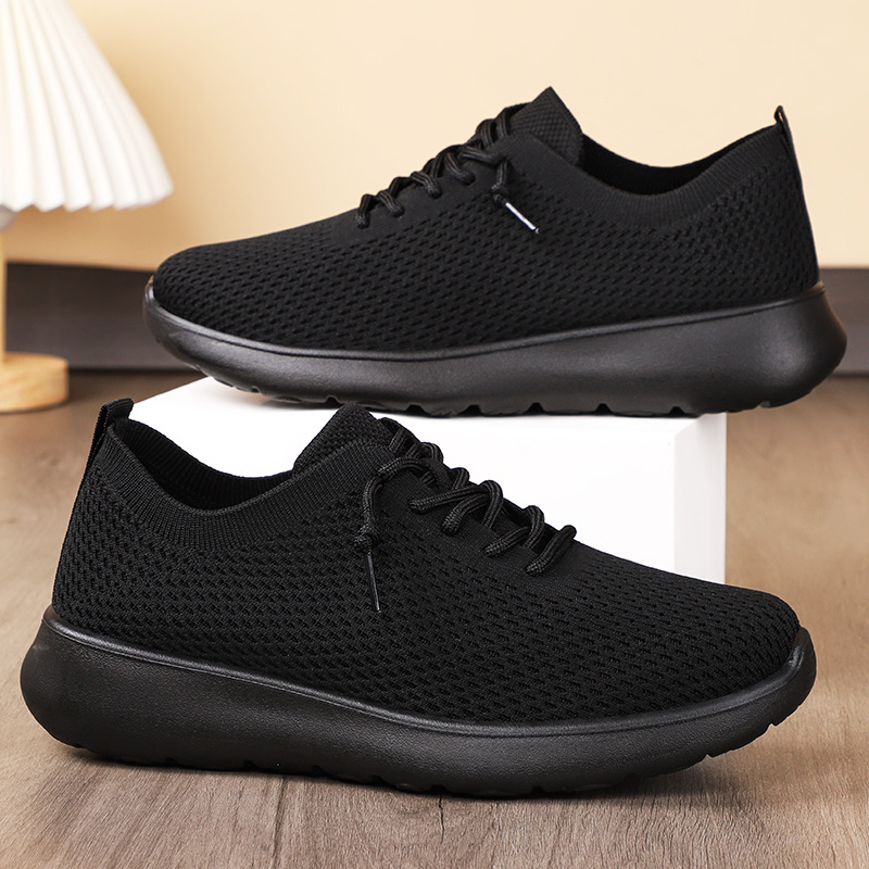 Zapatos de hombre Zapatos casuales de poliuretano estilo pareja Zapatos de malla transpirables tejidos voladores Zapatos ligeros de boca baja Zapatos cómodos para hombre